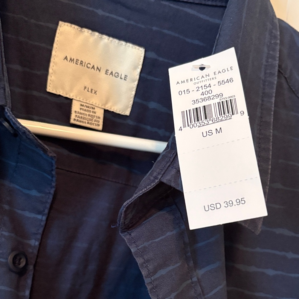 American Eagle Outfitters Dark Blue Casual Shirt - Picture 2 of 2